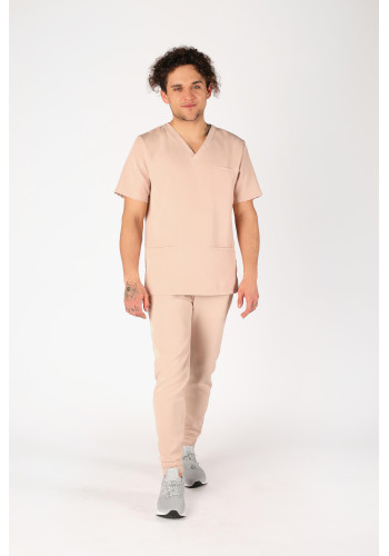 Bluza medyczna męska scrubs Basic - Latte