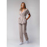 Spodnie medyczne damskie baggy scrubs - Dark Nude