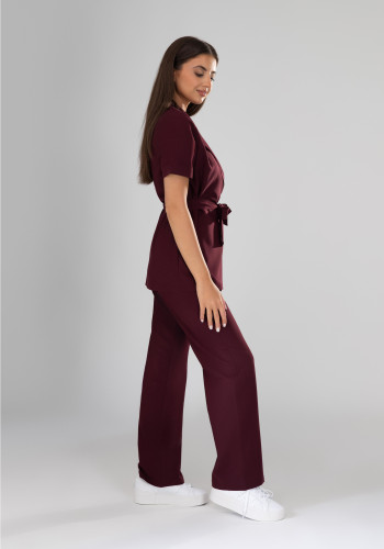 Spodnie medyczne damskie baggy scrubs - Very Cherry