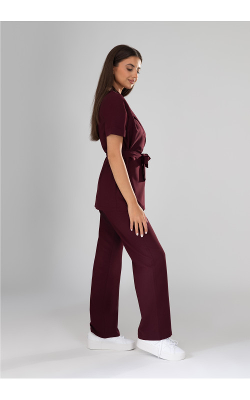 Spodnie medyczne damskie baggy scrubs - Very Cherry