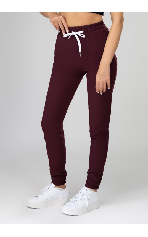 Spodnie medyczne damskie joggery scrubs - Very Cherry