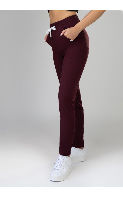 Spodnie medyczne damskie proste scrubs - Very Cherry