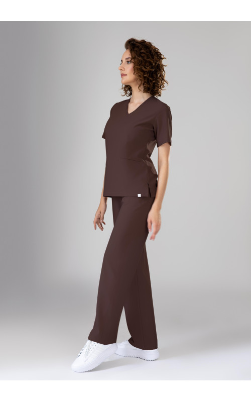 Bluza medyczna damska scrubs Basic - Hot Chocolate