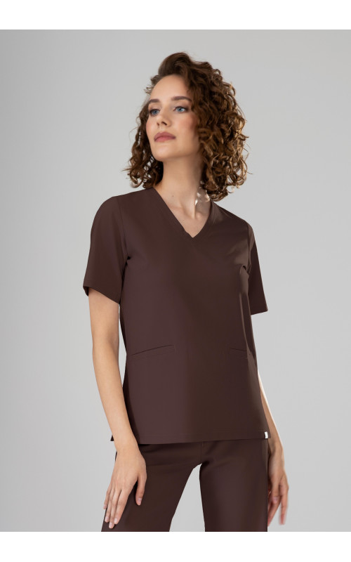Bluza medyczna damska scrubs Basic - Hot Chocolate