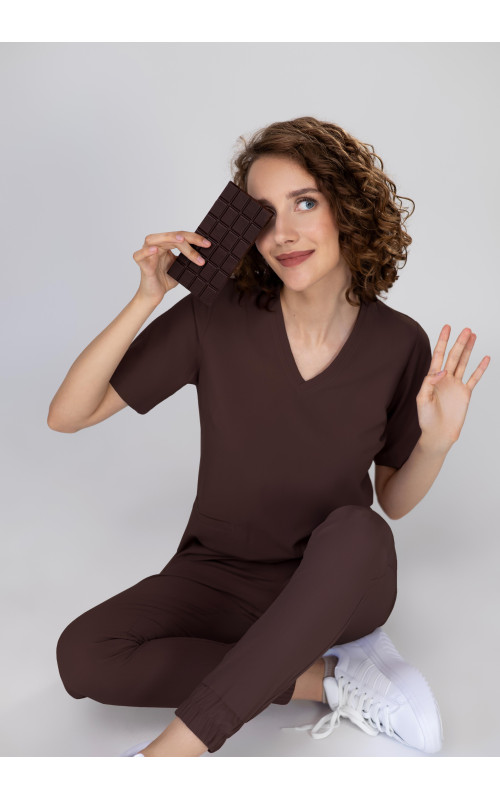 Bluza medyczna damska scrubs Slim - Hot Chocolate