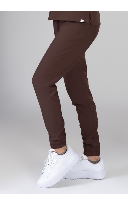 Spodnie medyczne damskie joggery scrubs - Hot Chocolate