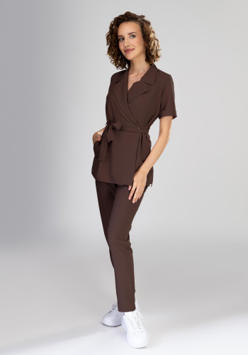 Spodnie medyczne damskie proste scrubs - Hot Chocolate