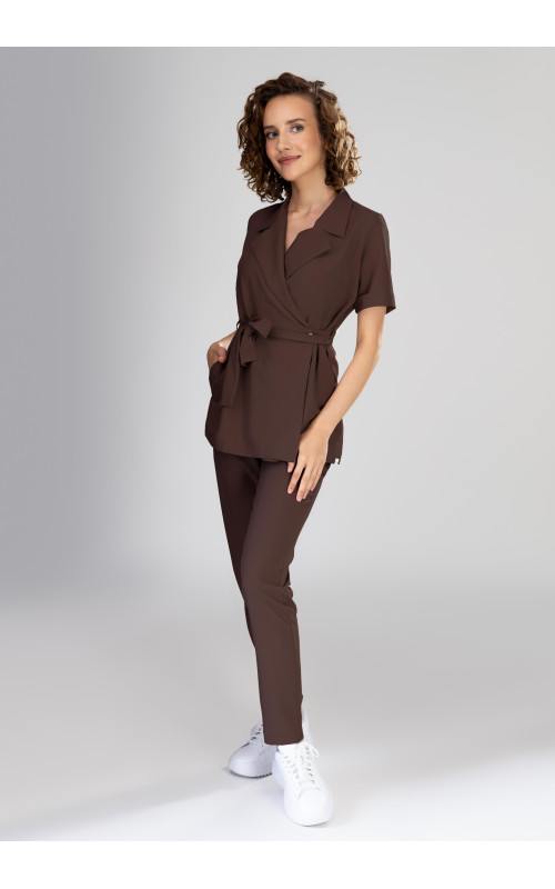 Spodnie medyczne damskie proste scrubs - Hot Chocolate